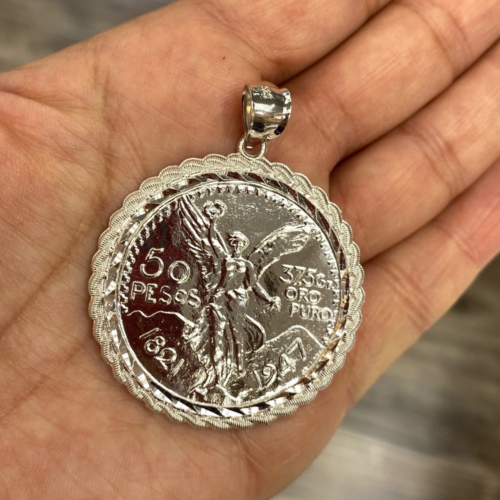 Real pure 925 Sterling silver Centenaries Pendant coin pendant about 2” inches